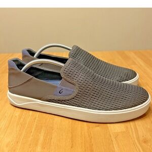 Olukai Lae'Ahi Slip On Sneakers Gray Mesh Shoes Casual Loafers Men's Size 10